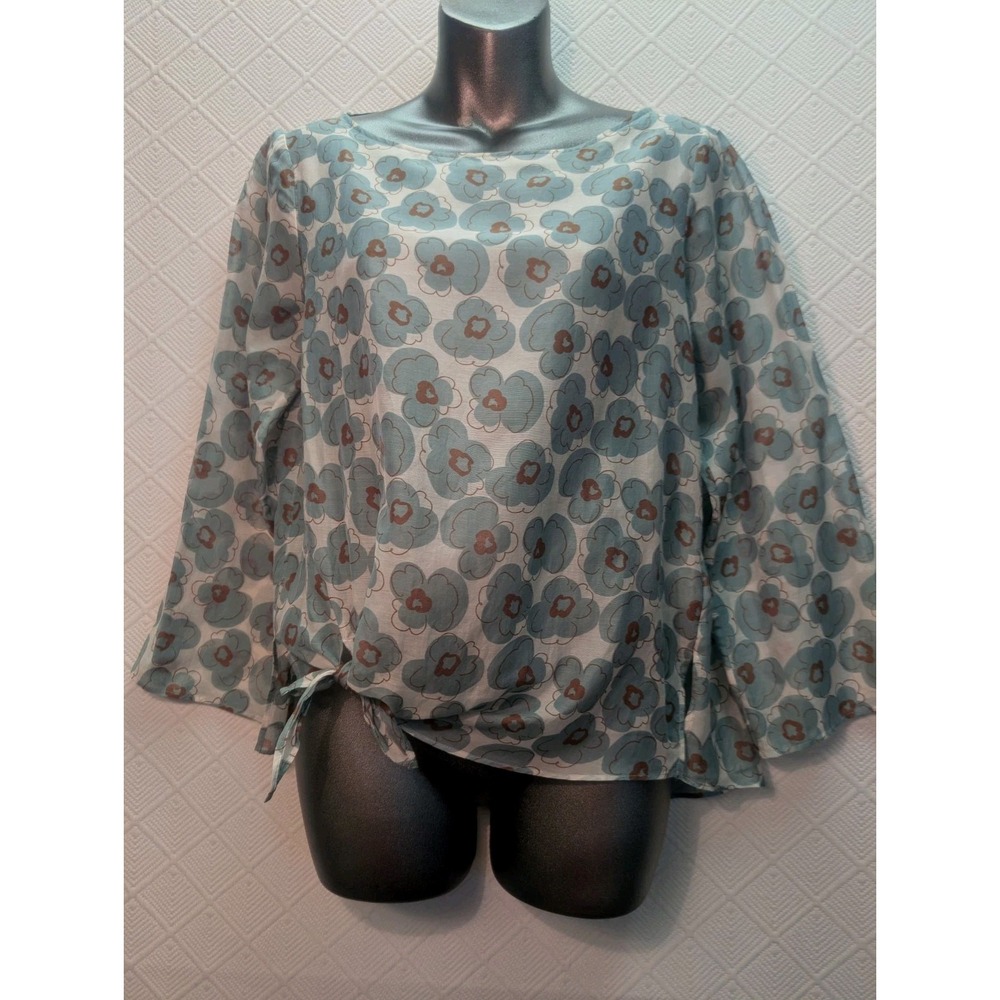 NEW! Rosso 35 M Silk Cotton Tie Waist Blouse
